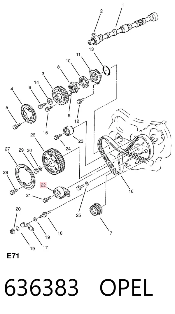Napinacz paska rozrządu 636383 Opel