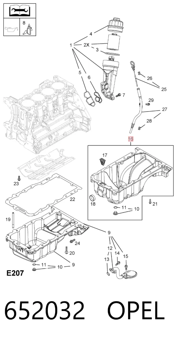 Miska olejowa silnika 652032 Opel