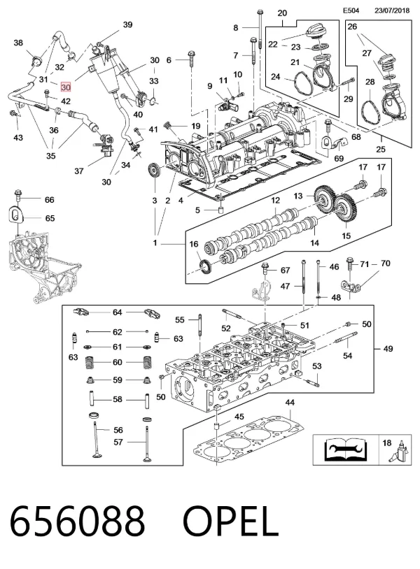 Separator oleju układu wentylacji kadłuda (bloku silnika) 656088 Opel