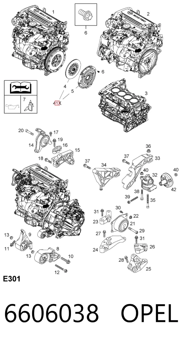 Zestaw sprzęgła (3 części) 6606038 Opel