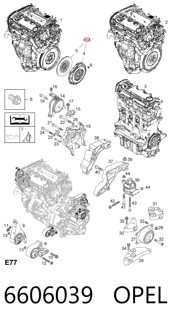 Zestaw sprzęgła (3 części) 6606039 Opel