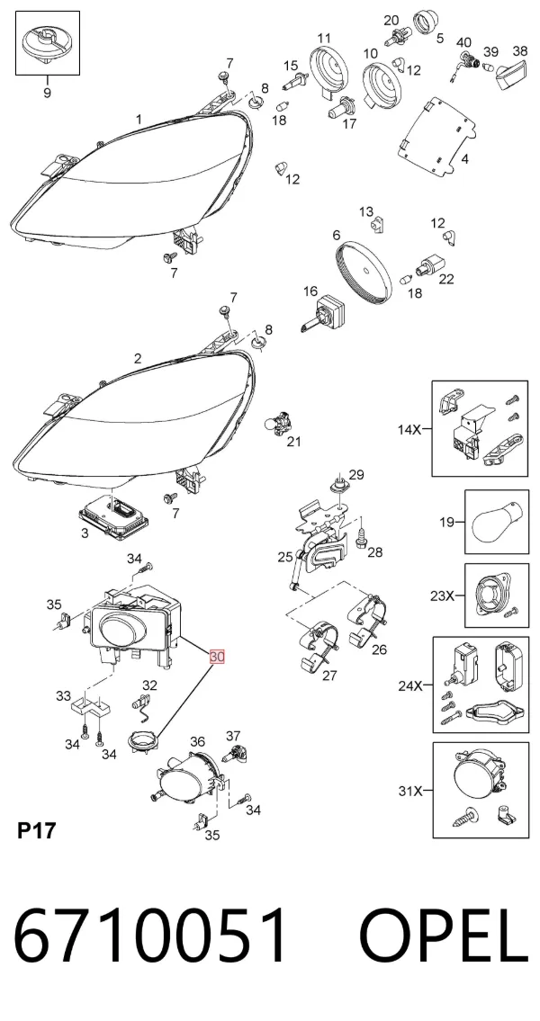 Lampa przeciwmgielna lewa 6710051 Opel