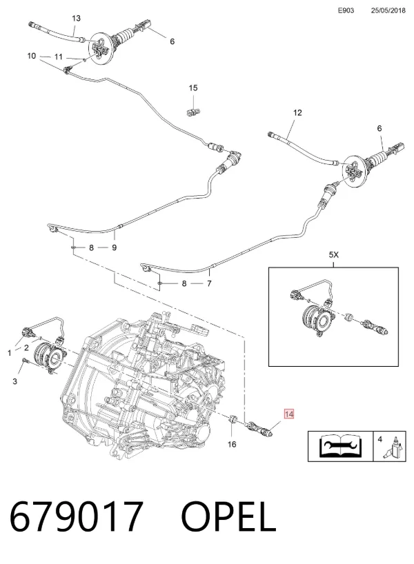 Trójnik przewodu sprzęgła 679017 Opel