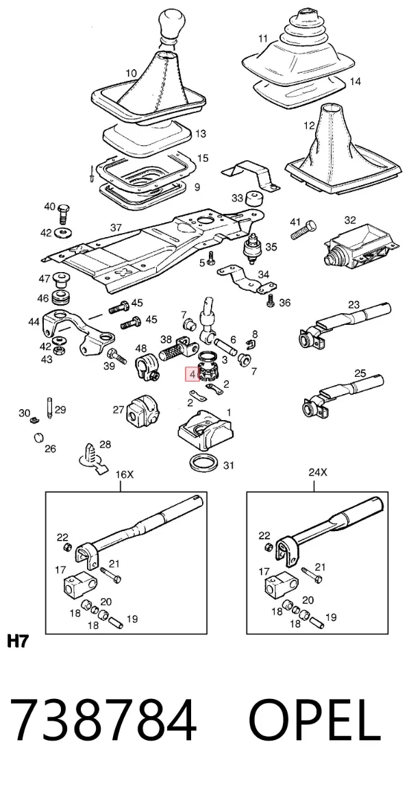 Tuleja mechanizmu zmiany biegów 738784 Opel