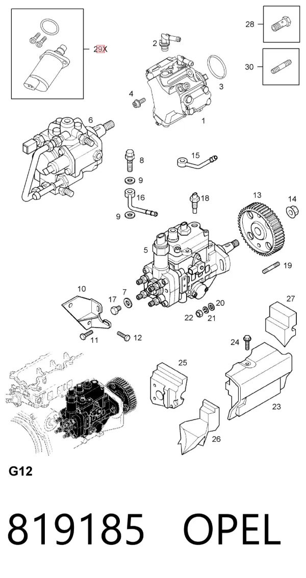 Zawór regulacji ciśnienia (zawór redukcyjny pompy wtryskowej) System Common-Rail 819185 Opel
