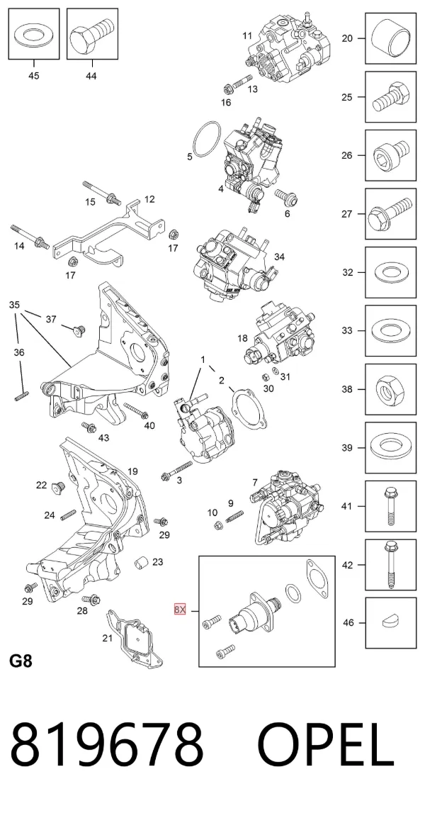 Zawór regulacji ciśnienia (zawór redukcyjny pompy wtryskowej) System Common-Rail 819678 Opel