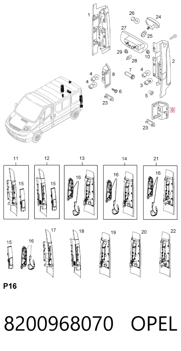 Przednia lampa przeciwmgielna tylna lewa 8200968070 Opel