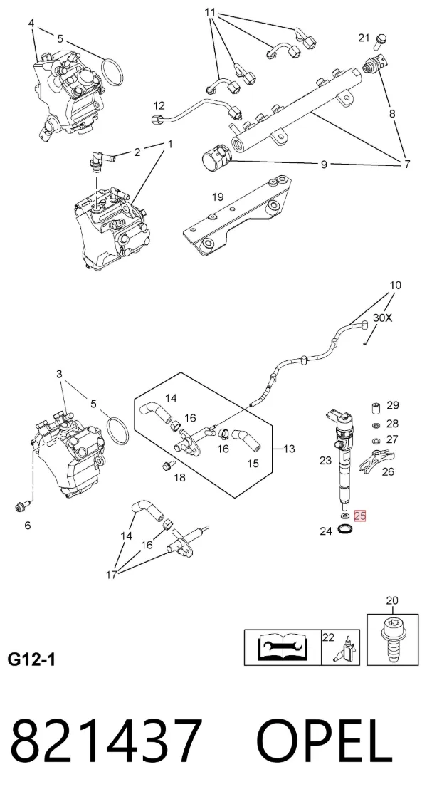 Pierścień uszczelniający wtryskiwacza 821437 Opel