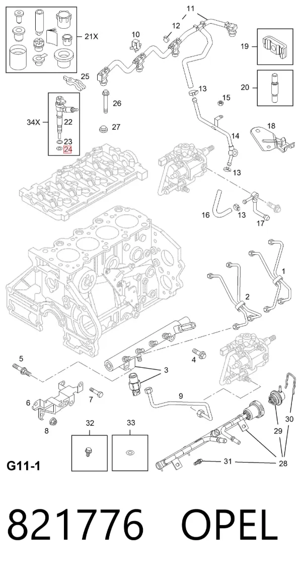 Pierścień uszczelniający wtryskiwacza 821776 Opel