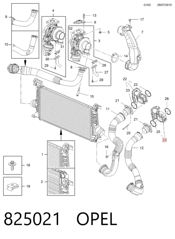 Przepustnica, komplet 825021 Opel