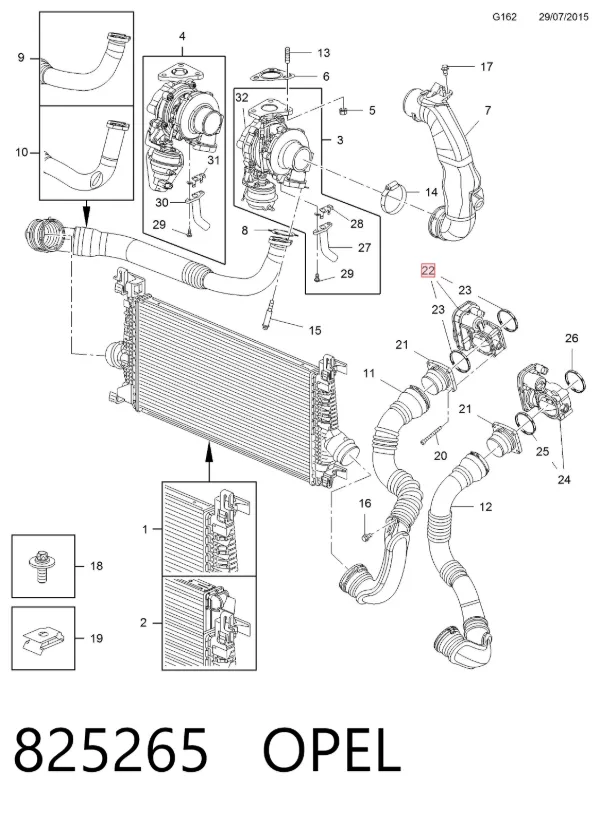 Przepustnica, komplet 825265 Opel