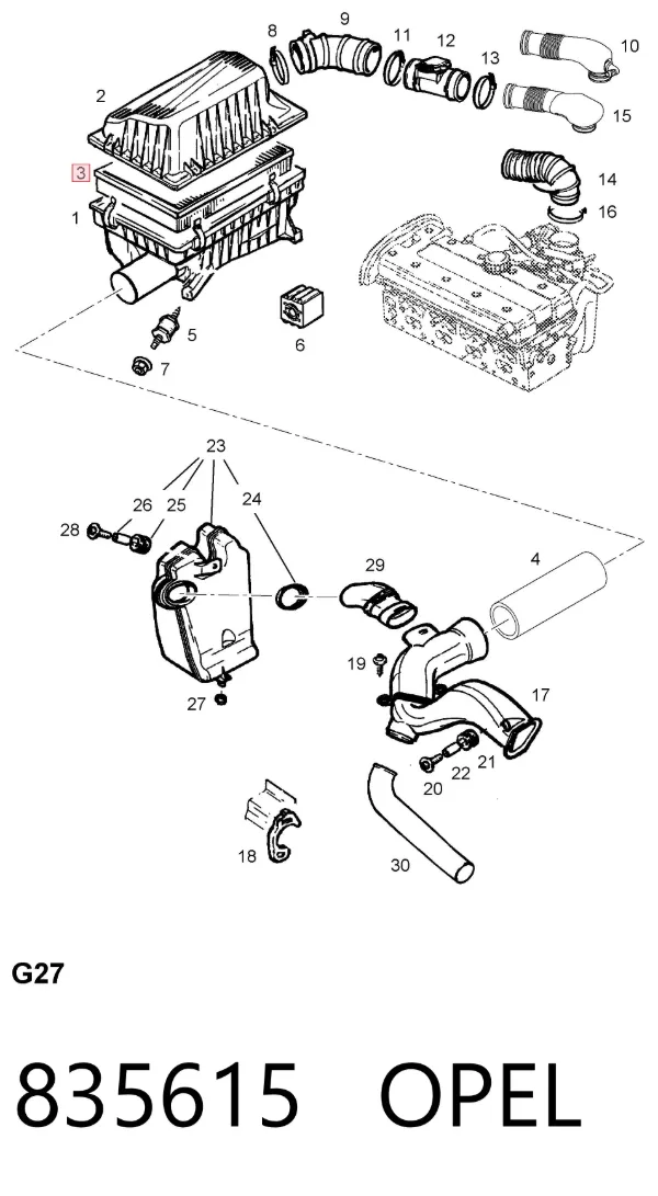 Filtr powietrza 835615 Opel