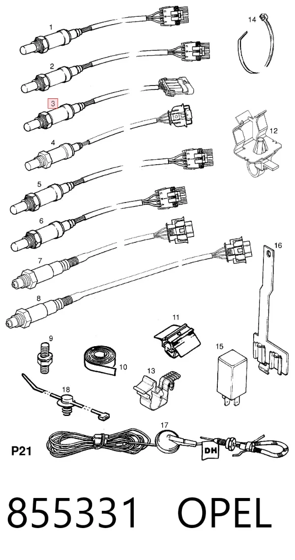 Sonda lambda, czujnik tlenu 855331 Opel