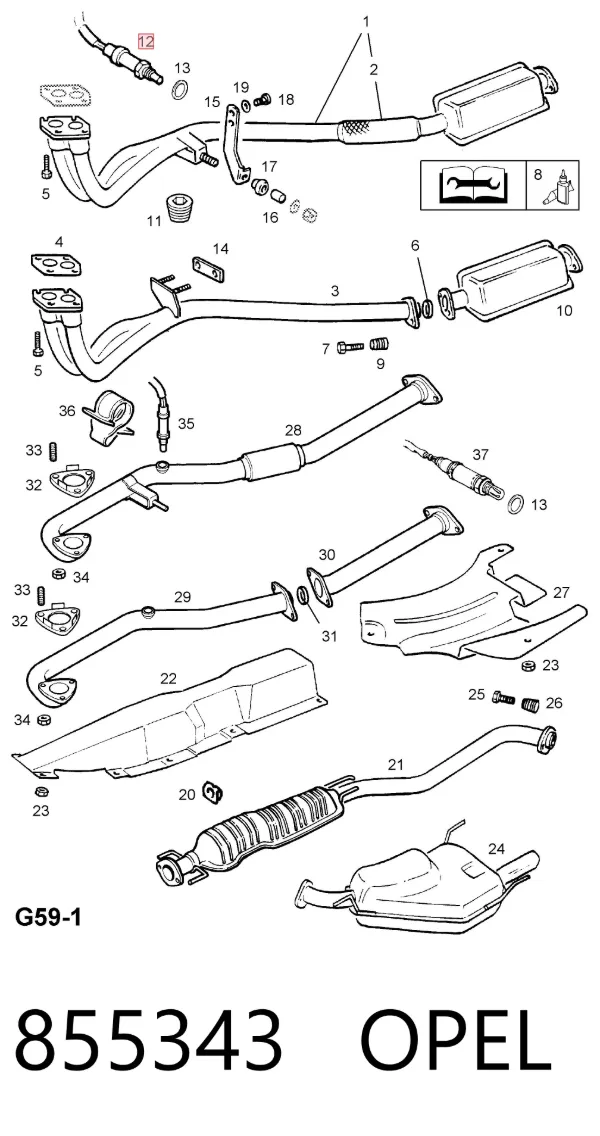 Sonda lambda czujnik tlenu przed katalizatorem 855343 Opel