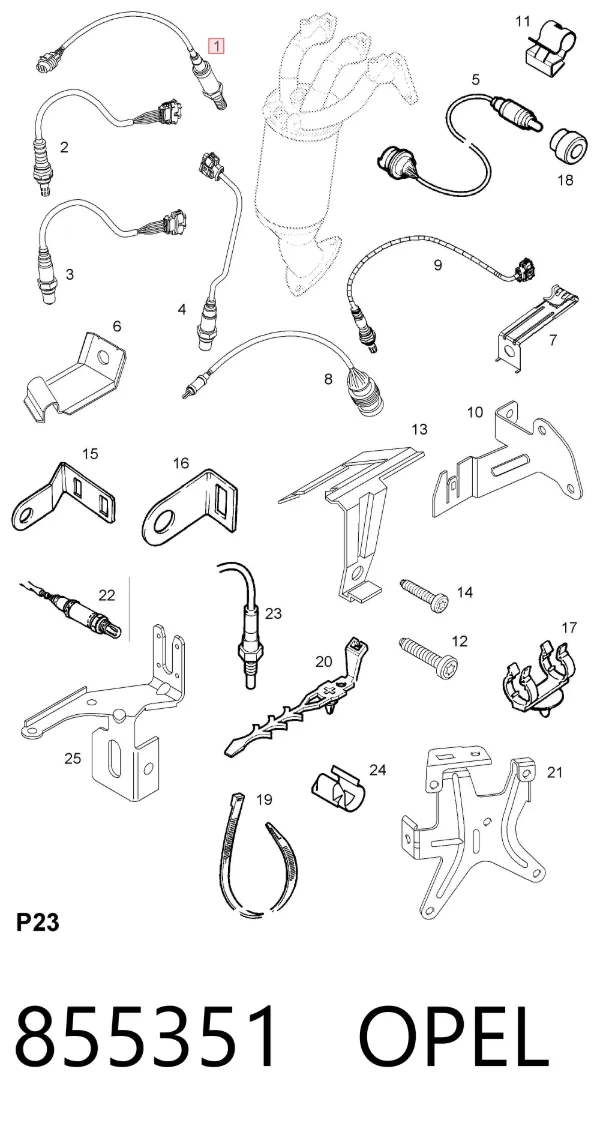 Sonda lambda czujnik tlenu po katalizatorze 855351 Opel