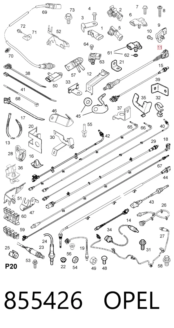 Sonda lambda czujnik tlenu po katalizatorze 855426 Opel