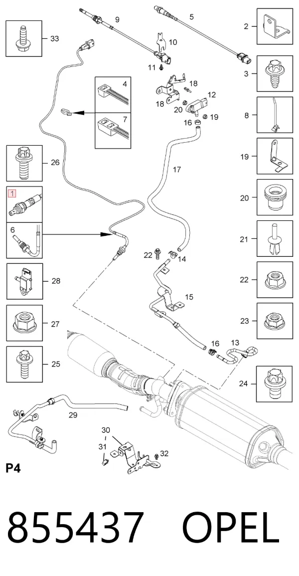 Sonda lambda czujnik tlenu przed katalizatorem 855437 Opel
