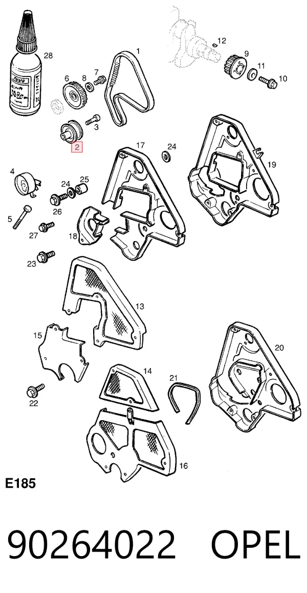 Rolka prowadząca kierunkowa paska rozrządu 90264022 Opel