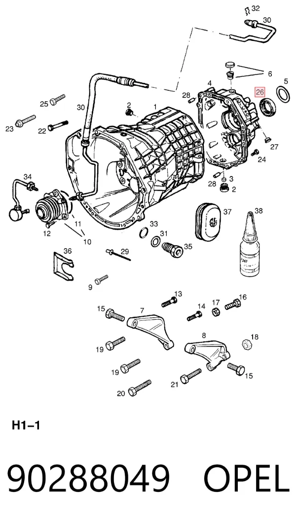 Uszczelniacz automatycznej/mechanicznej skrzyni biegów (wału głównego) 90288049 Opel
