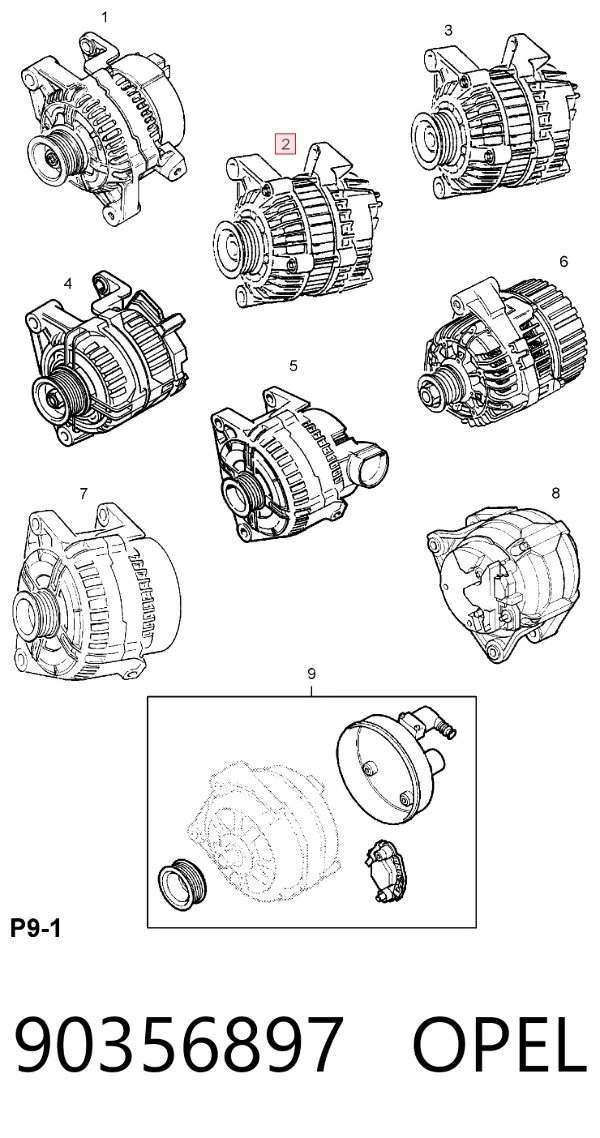 Alternator 90356897 Opel