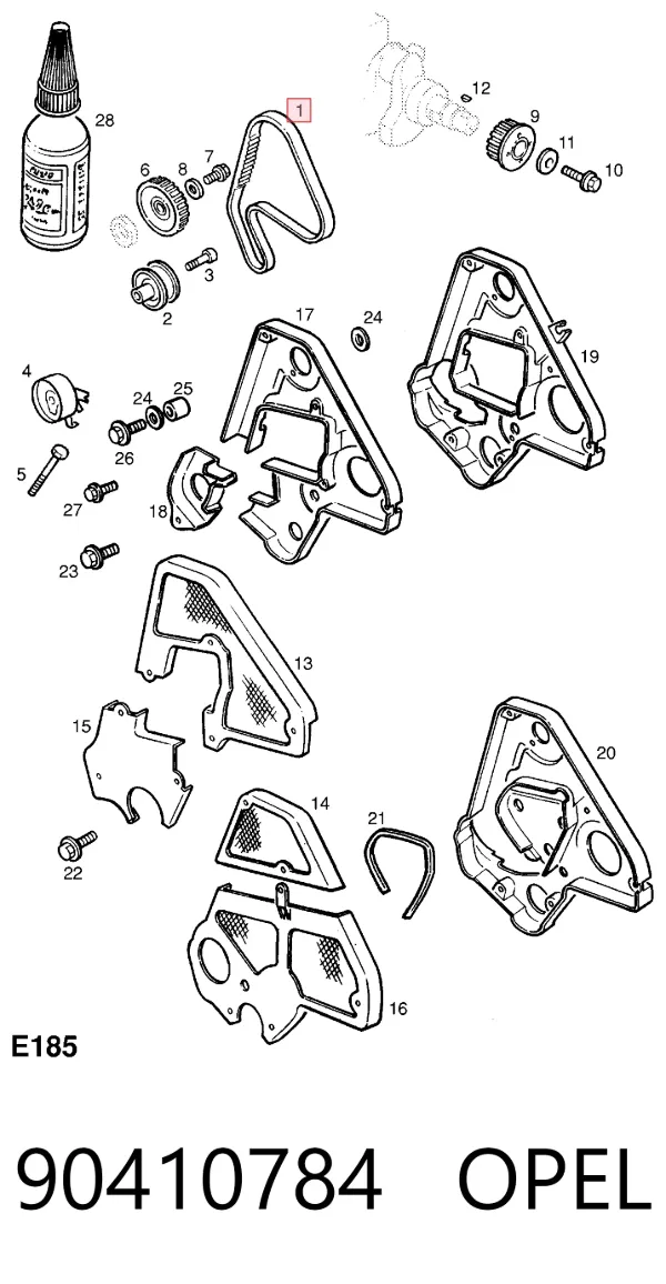 Pasek rozrządu 90410784 Opel