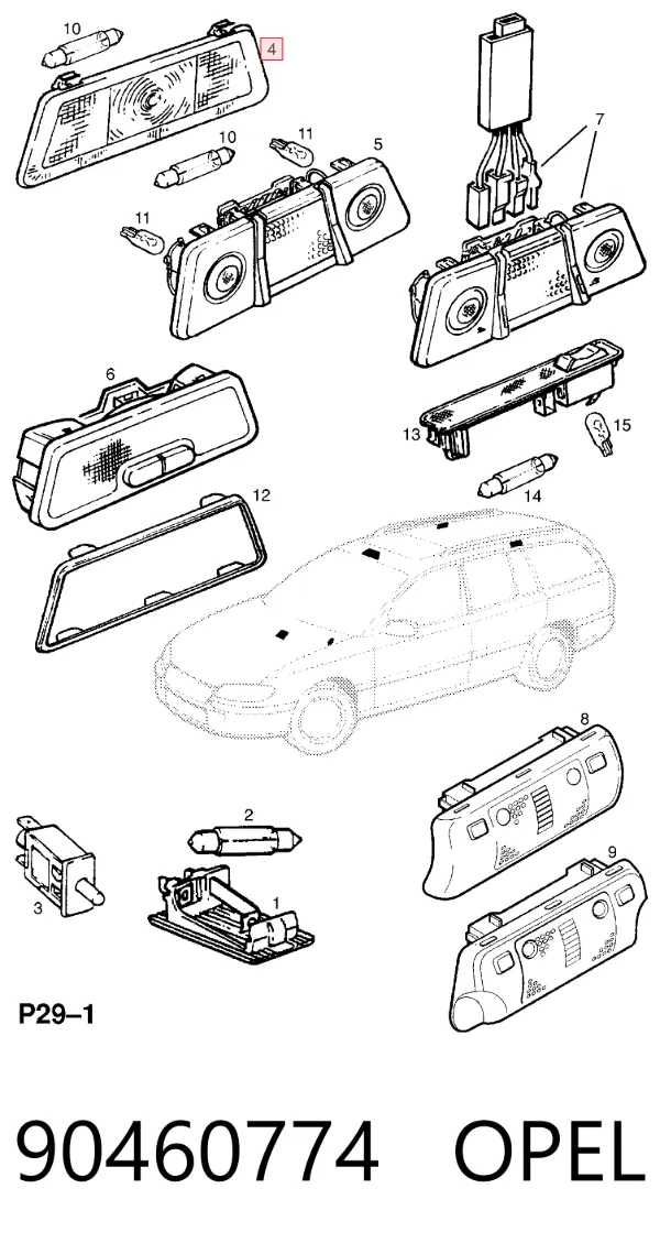 Lampka oświetlenia kabiny 90460774 Opel