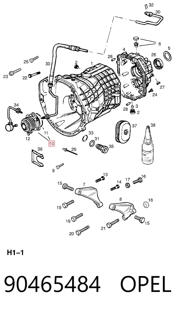 Cylinder roboczy sprzęgła (wysprzęglik) w komplecie z łożyskiem wyciskowym 90465484 Opel