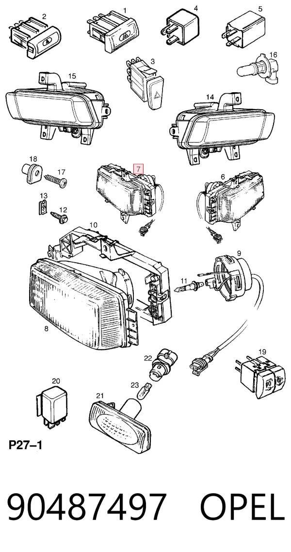 Lampa przeciwmgielna lewa 90487497 Opel
