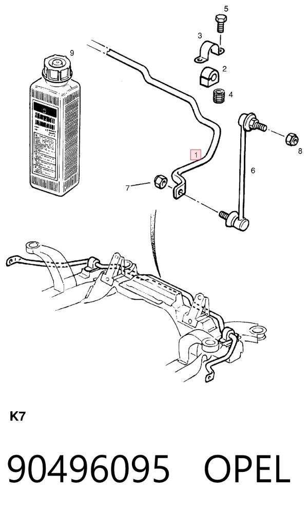 Stabilizator przedni 90496095 Opel