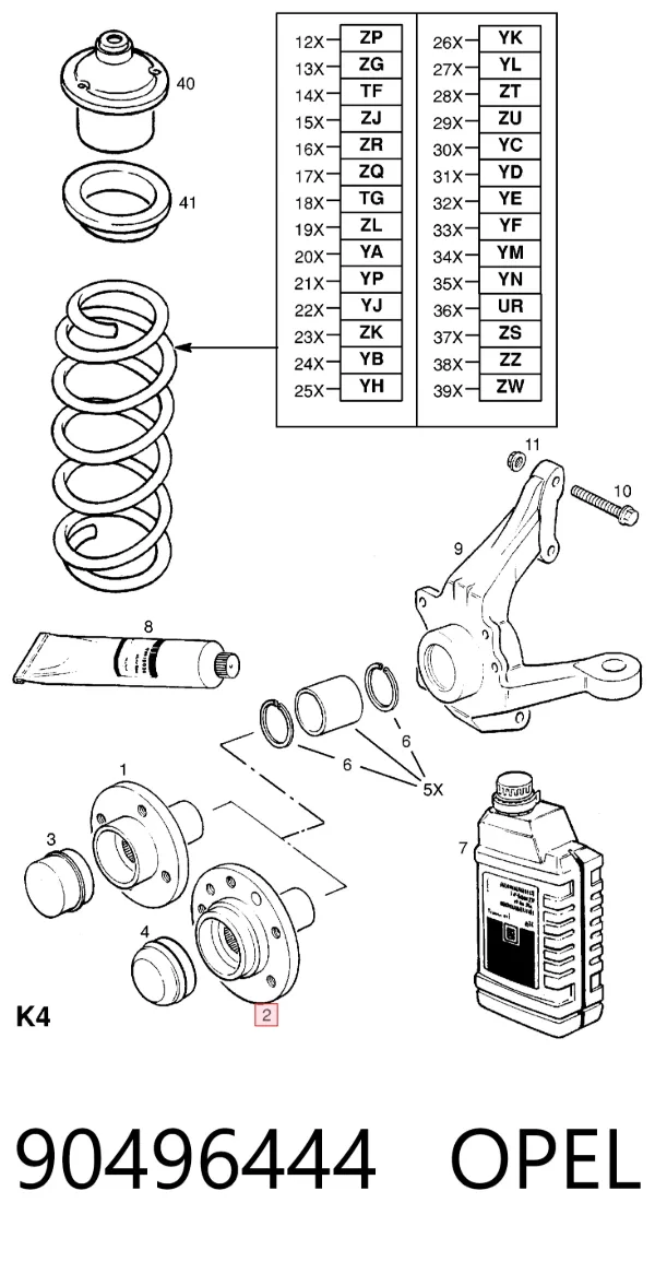Piasta przednia 90496444 Opel
