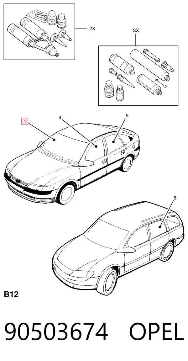 Szyba przednia 90503674 Opel