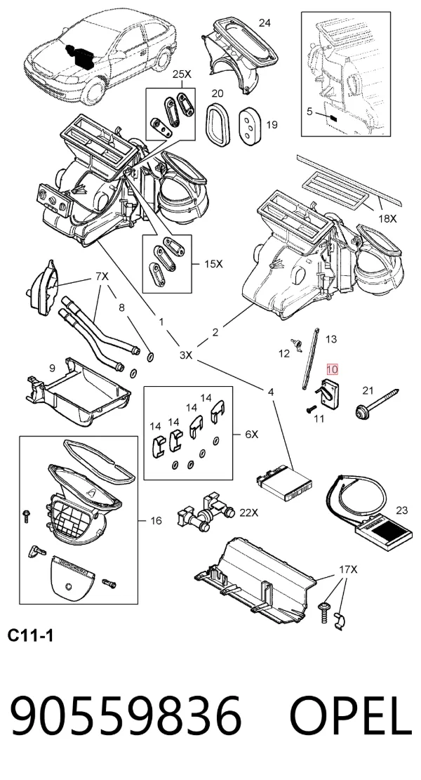 Silniczek klapy nagrzewnicy 90559836 Opel