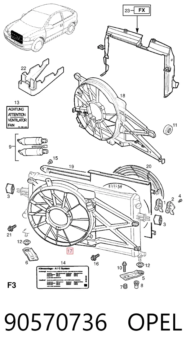 Dyfuzor chłodnicy 90570736 Opel
