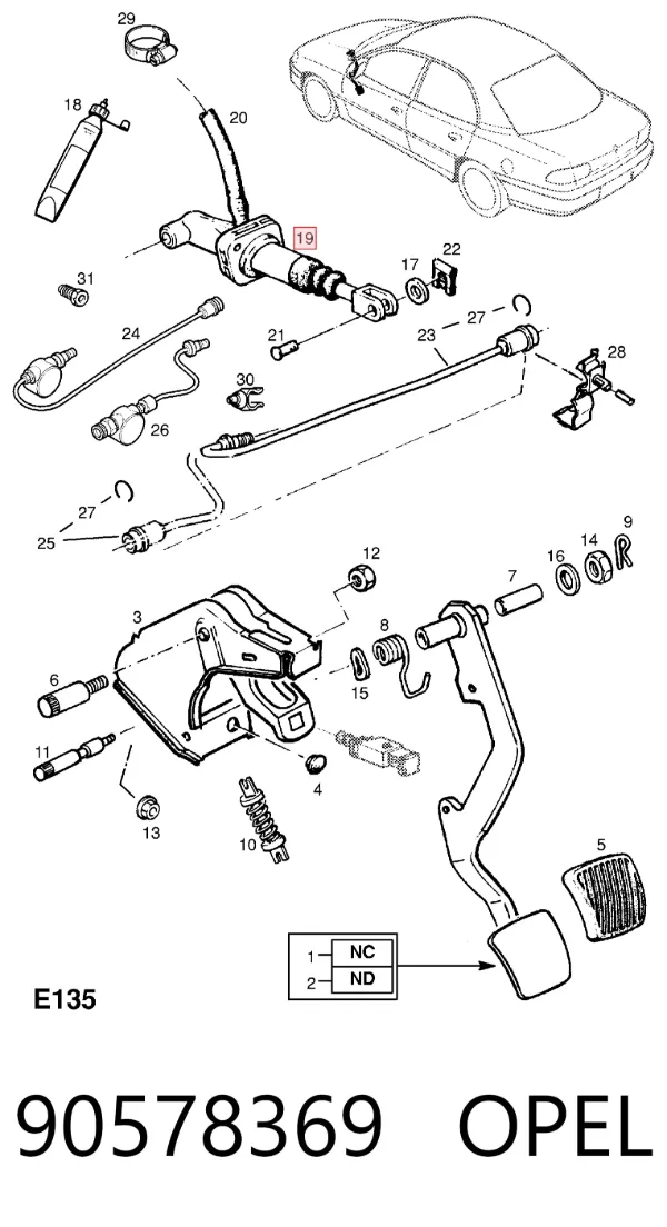 Cylinder sprzęgła główny 90578369 Opel