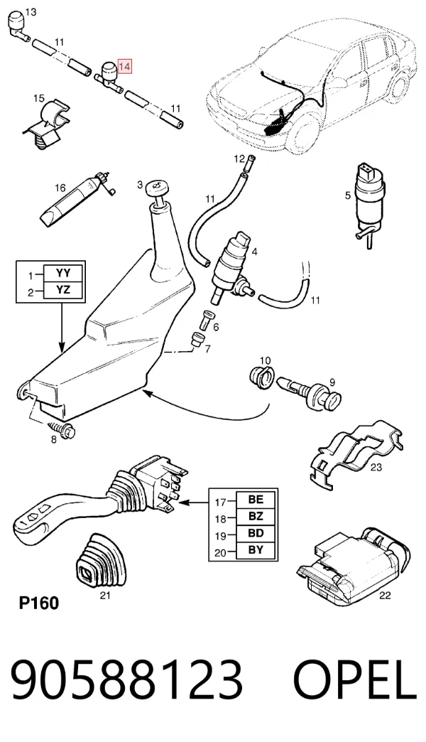 Dysza spryskiwacza szyby przedniej lewa 90588123 Opel
