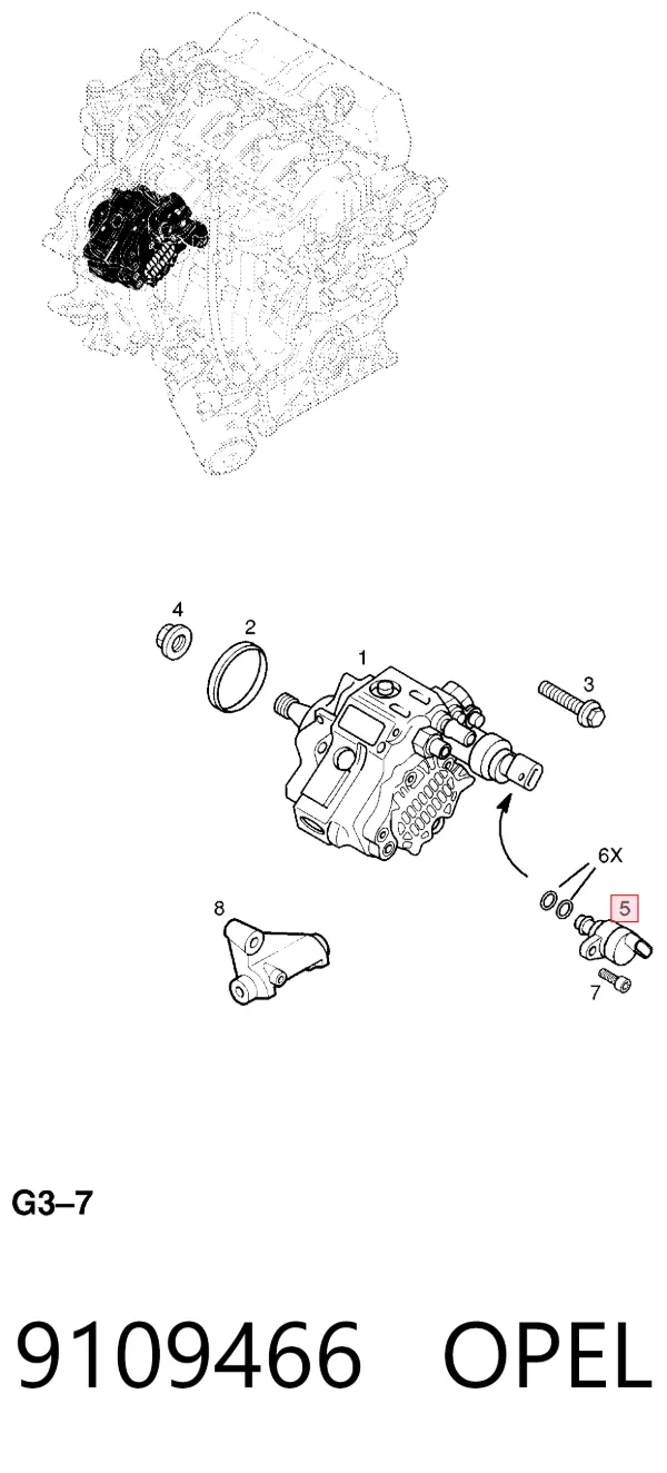 Zawór regulacji ciśnienia (zawór redukcyjny pompy wtryskowej) System Common-Rail 9109466 Opel