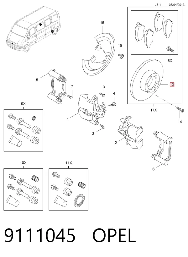 Tarcza hamulcowa tylna 9111045 Opel