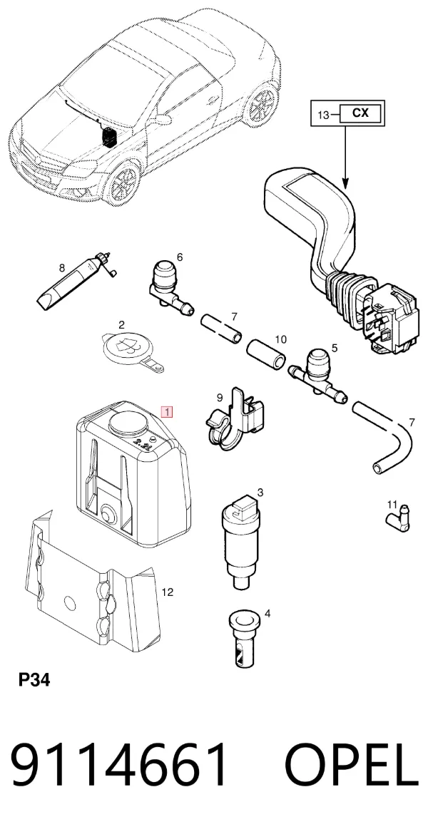 Zbiorniczek spryskiwacza szyb 9114661 Opel