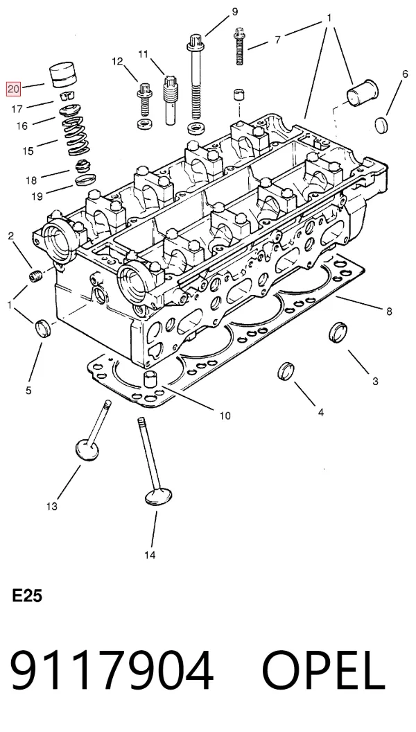 Kompensator hydrauliczny (popychacz hydrauliczny), popychacz zaworu 9117904 Opel
