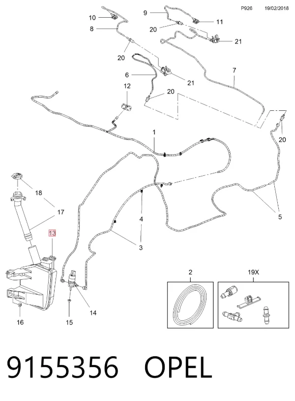 Zbiorniczek spryskiwacza szyb 9155356 Opel
