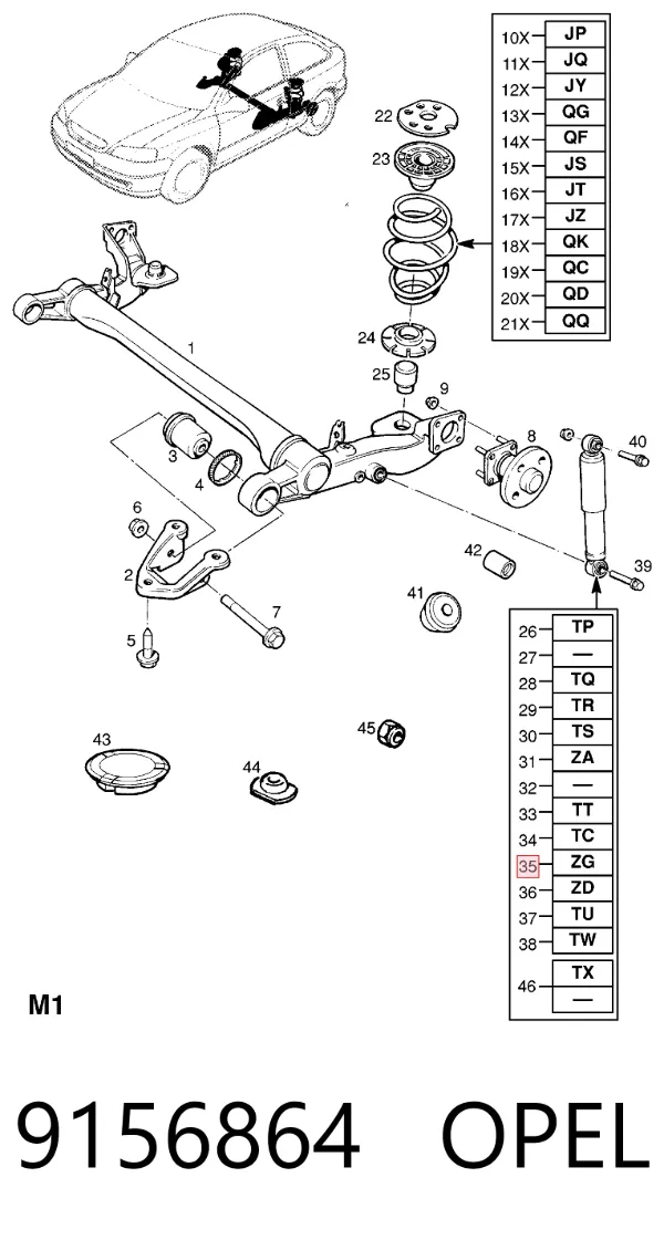 Amortyzator tylny 9156864 Opel