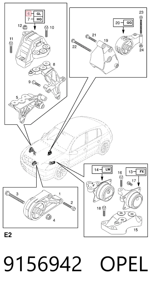 Poduszka (podpora) silnika prawa 9156942 Opel