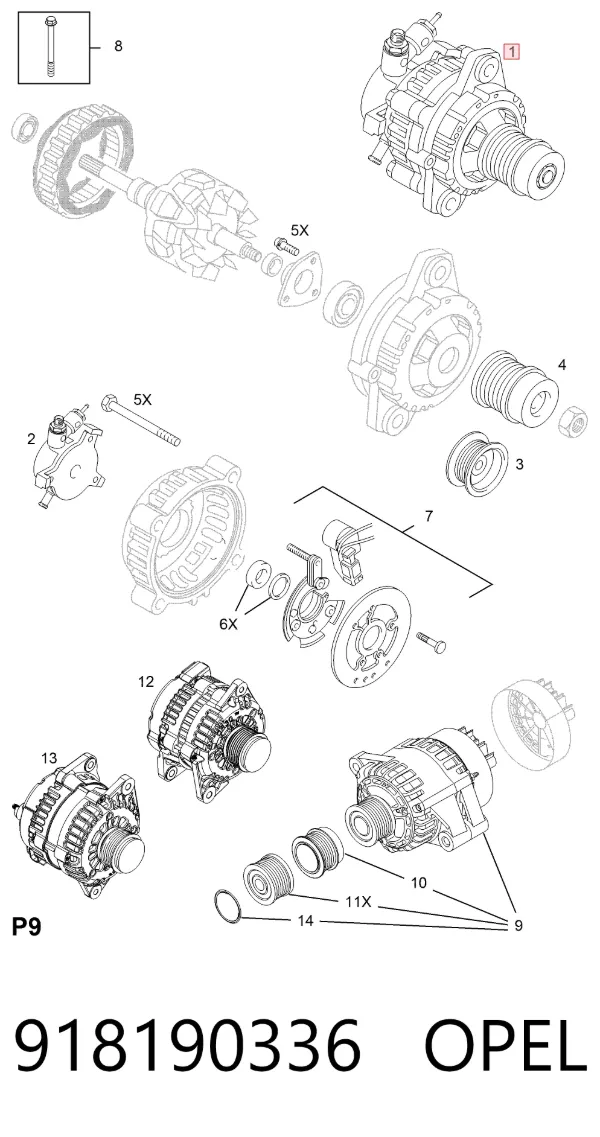 Alternator 918190336 Opel
