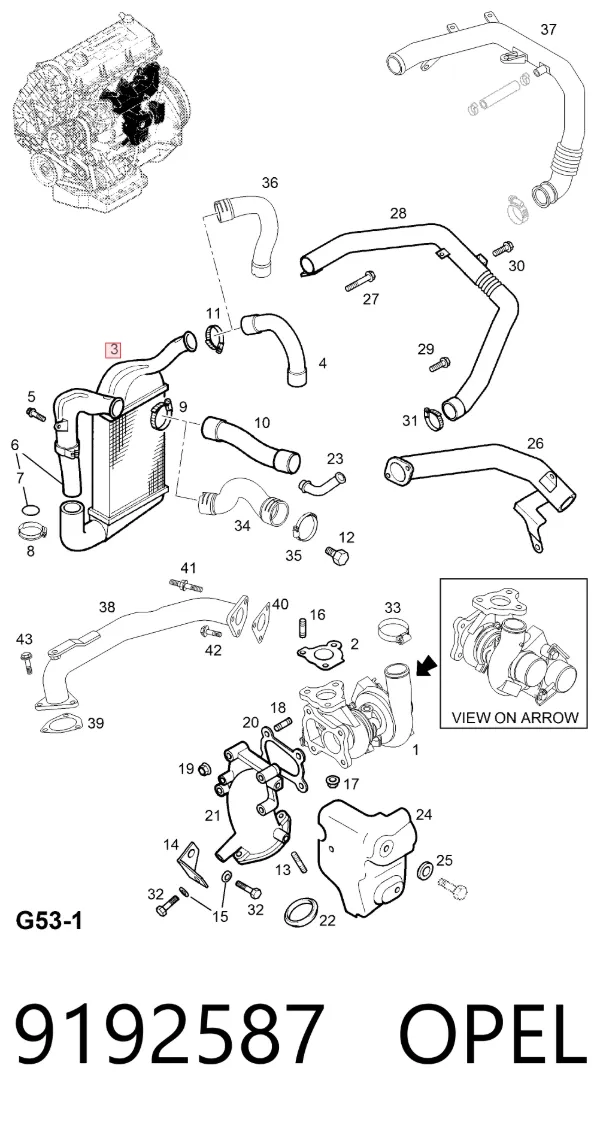 Chłodnica intercoolera 9192587 Opel