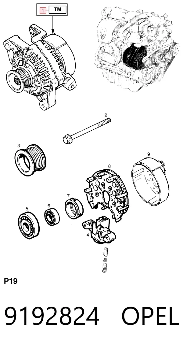 Alternator 9192824 Opel