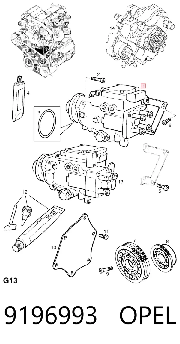 Pompa wtryskowa wysokiego ciśnienia 9196993 Opel