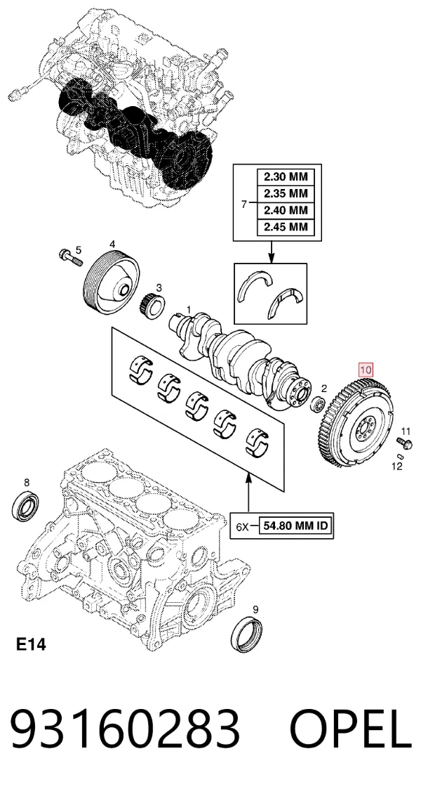 Koło zamachowe silnika 93160283 Opel
