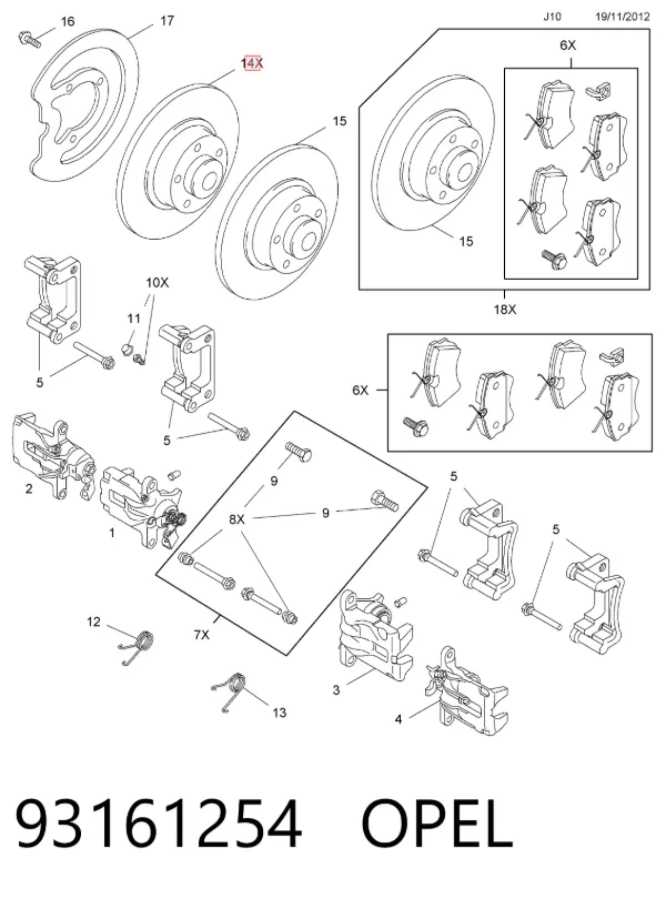 Tarcza hamulcowa tylna 93161254 Opel