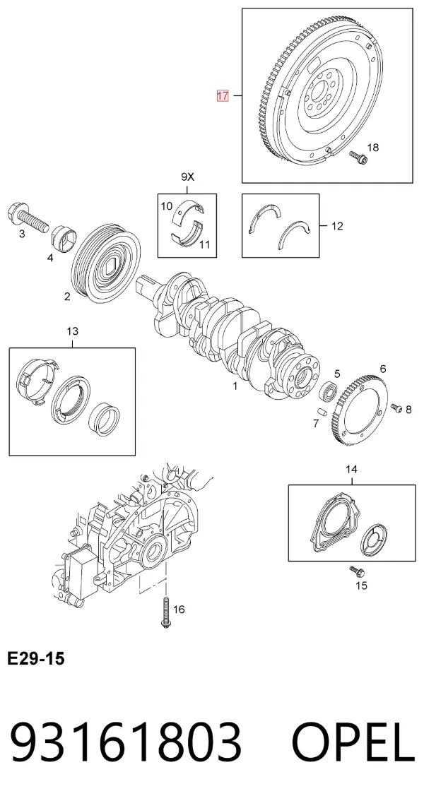 Koło zamachowe silnika 93161803 Opel