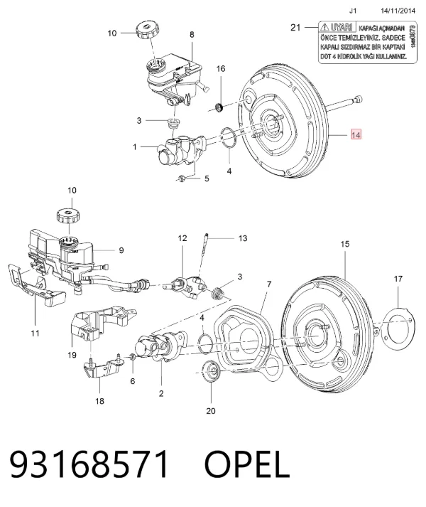 Wzmacniacz próżniowy hamulców Opel Meriva B